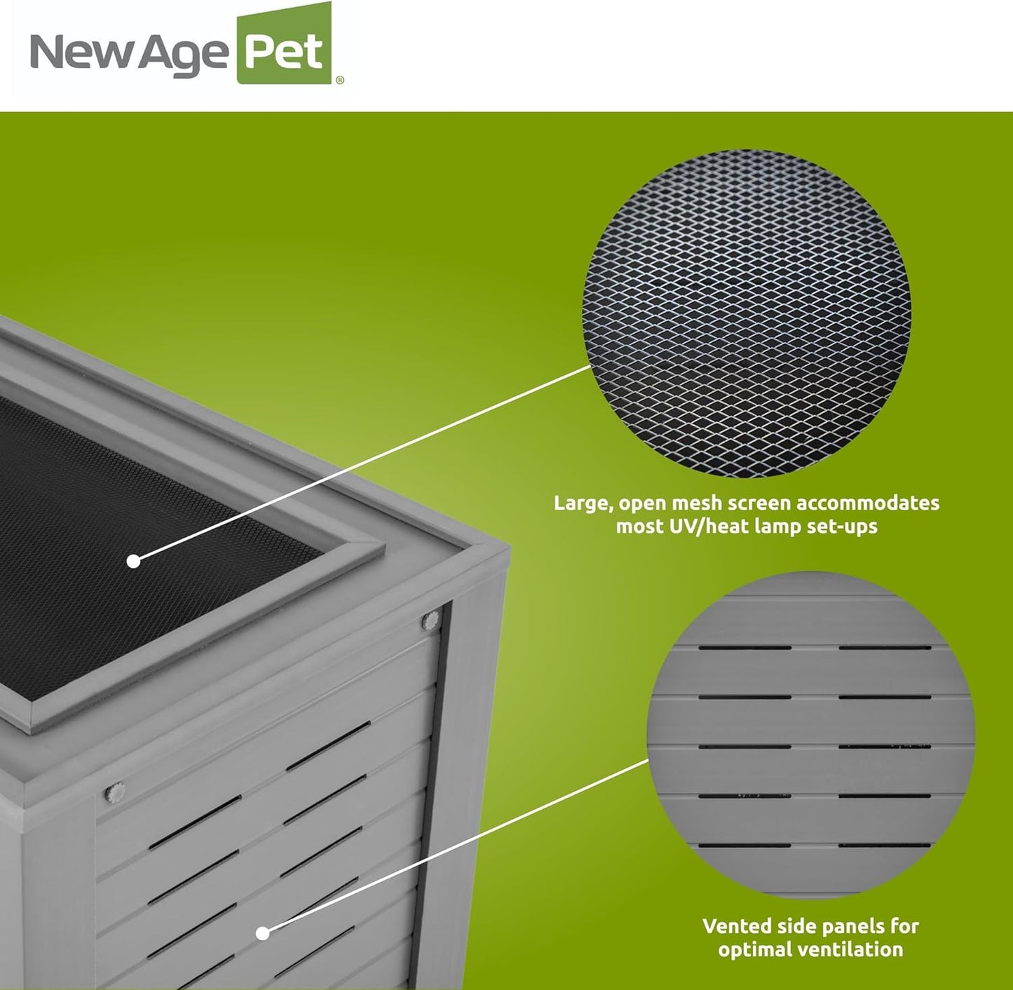 New Age Pet ECOFLEX 36" Wide Medium Reptile Habitat, Mojave Lounge for Snakes, Tortoises & Lizards in Maple, Black & Grey, Easy Assembly, Sliding Glass Doors & Mesh Top