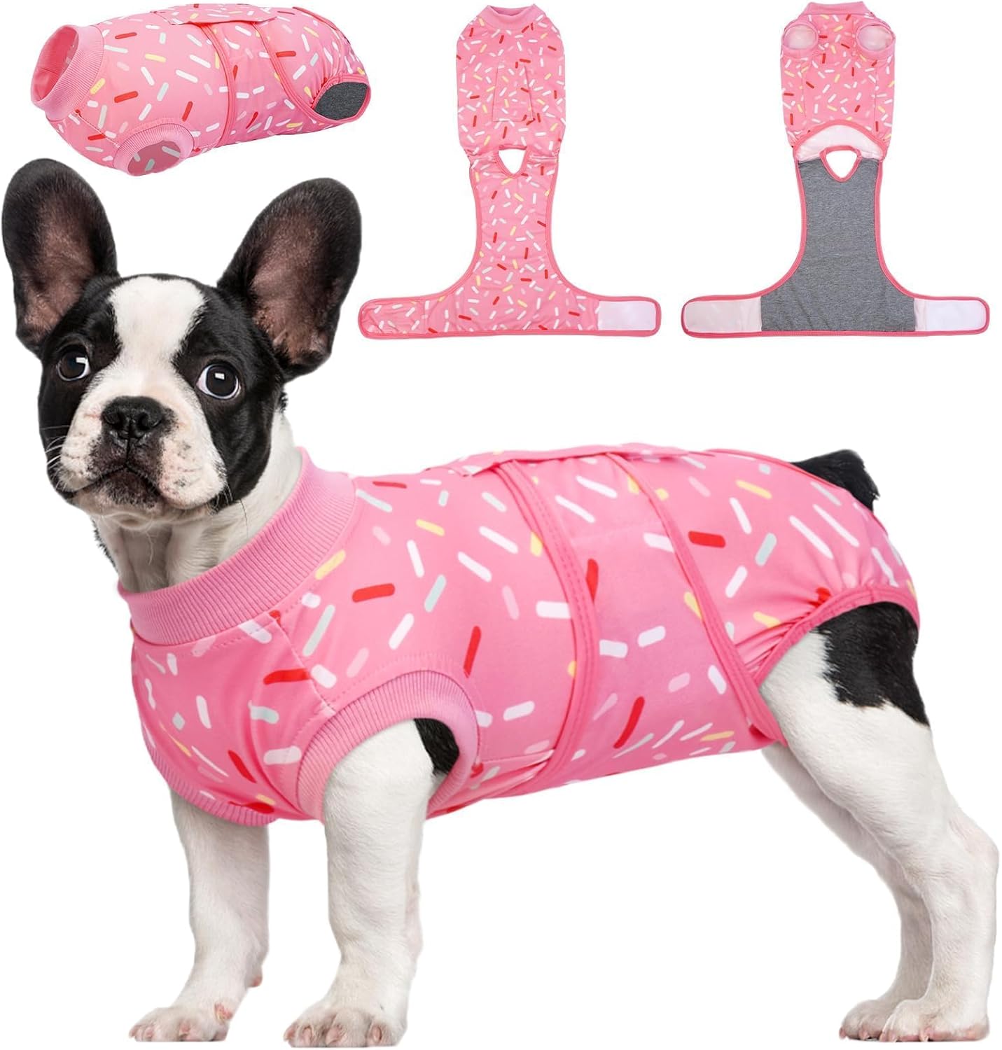 Kuoser Recovery Suit for Dogs, Dog Recovery Suit Female Doggie Onesie for Surgery, Post-Op Onesie for Female & Male Dogs, Soft Protective Wear, PinkRibbon M