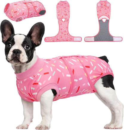 Kuoser Recovery Suit for Dogs, Dog Recovery Suit Female Doggie Onesie for Surgery, Post-Op Onesie for Female & Male Dogs, Soft Protective Wear, PinkRibbon M