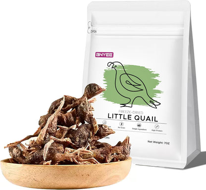 7 OZ Freeze Dried Little Quail Treats for Dogs Cats, High Protein Raw Dog Food, Single Fresh Ingredient Treats, Rawhide Free