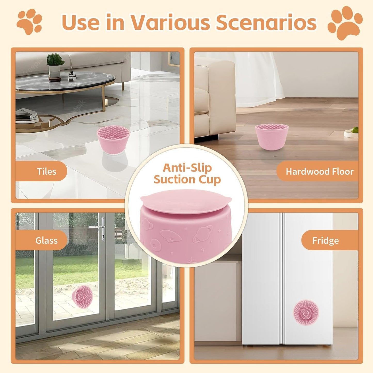 Dog Lick Bowl,Anxiety Relief Non-Slip Silicone Treat Bowl,Durable Long-Lasting Enrichment Slow Feeder Licking Mat for Small Medium Large Breed,Freezable BPA Free Silicone Dishwasher Safe-Pink