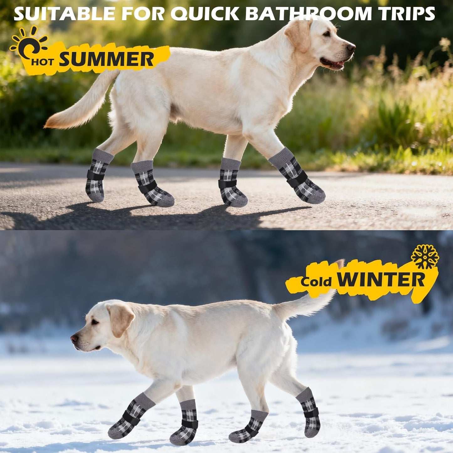 EXPAWLORER Dog Socks for Hardwood Floors, Dog Shoes for Winter, Dog Booties for Cold Pavement to Prevent Licking, Paw Protectors Strong Traction Control for Small Medium Large Dogs,Black L