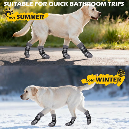 EXPAWLORER Dog Socks for Hardwood Floors, Dog Shoes for Winter, Dog Booties for Cold Pavement to Prevent Licking, Paw Protectors Strong Traction Control for Small Medium Large Dogs,Black L