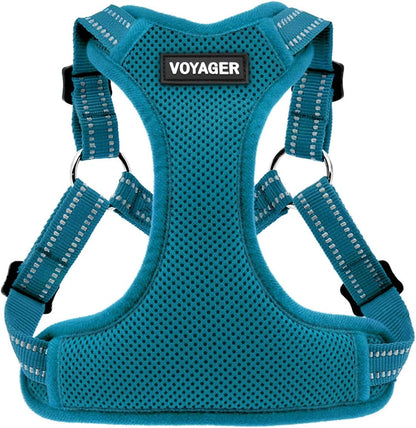 Best Pet Supplies Voyager Mesh Dog Breathable Harness Reflective Stitching, All Weather Adjustable for Walking Training, or Running - Heavy Duty & Durable, Harness (Turquoise), XS