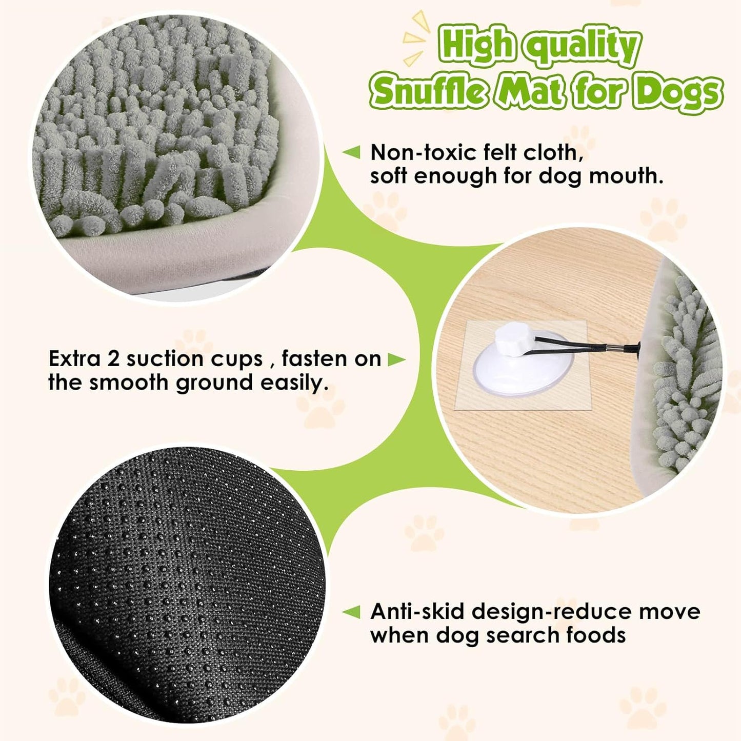 Snuffle Mat for Dogs 21x16Inc and Small Silicone Lick Mat for Dog,Dog Sniffiing Interactive Foraging Puzzle Toy, Stress Relief & Training for Small/Medium/Large Dogs(Gray)