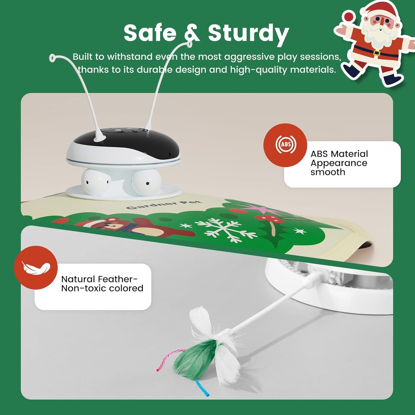 Gardner Pet Christmas Cat Toys, Chargeable 5 in1 Hide and Seek Automatic Interactive Cat Toy, Moving Ambush Feather, Track Balls,Indoor Exercise Kicker 24 inch Cover for All Breeds, 1200mAh