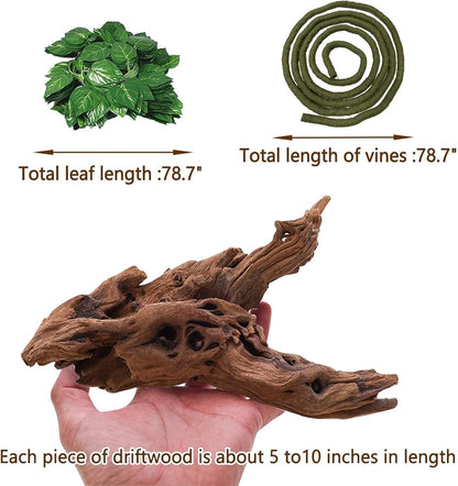 Hamiledyi Reptile Driftwood Branch Decor Terrarium Ornament Wood Climbing Natural Aquarium Driftwood Decoration for Snake Bearded Dragon Leapord Gecko Lizard Iguana