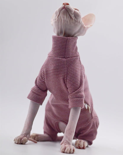 Hairless Cat Clothes Four-Legged Velvet Warm Soft Autumn and Winter Cat Apparel for Sphynx, Devon Rex, Cornish (Small)