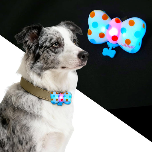 LaRoo Dog Collar Lights for Night Walking,USB-C Rechargeable Dog Lights，Only 12g for Small Dogs, 3 Modes Colored Lights,Waterproof LED Collar Charm for Nighttime Running,Pet Camping Essentials(Blue)