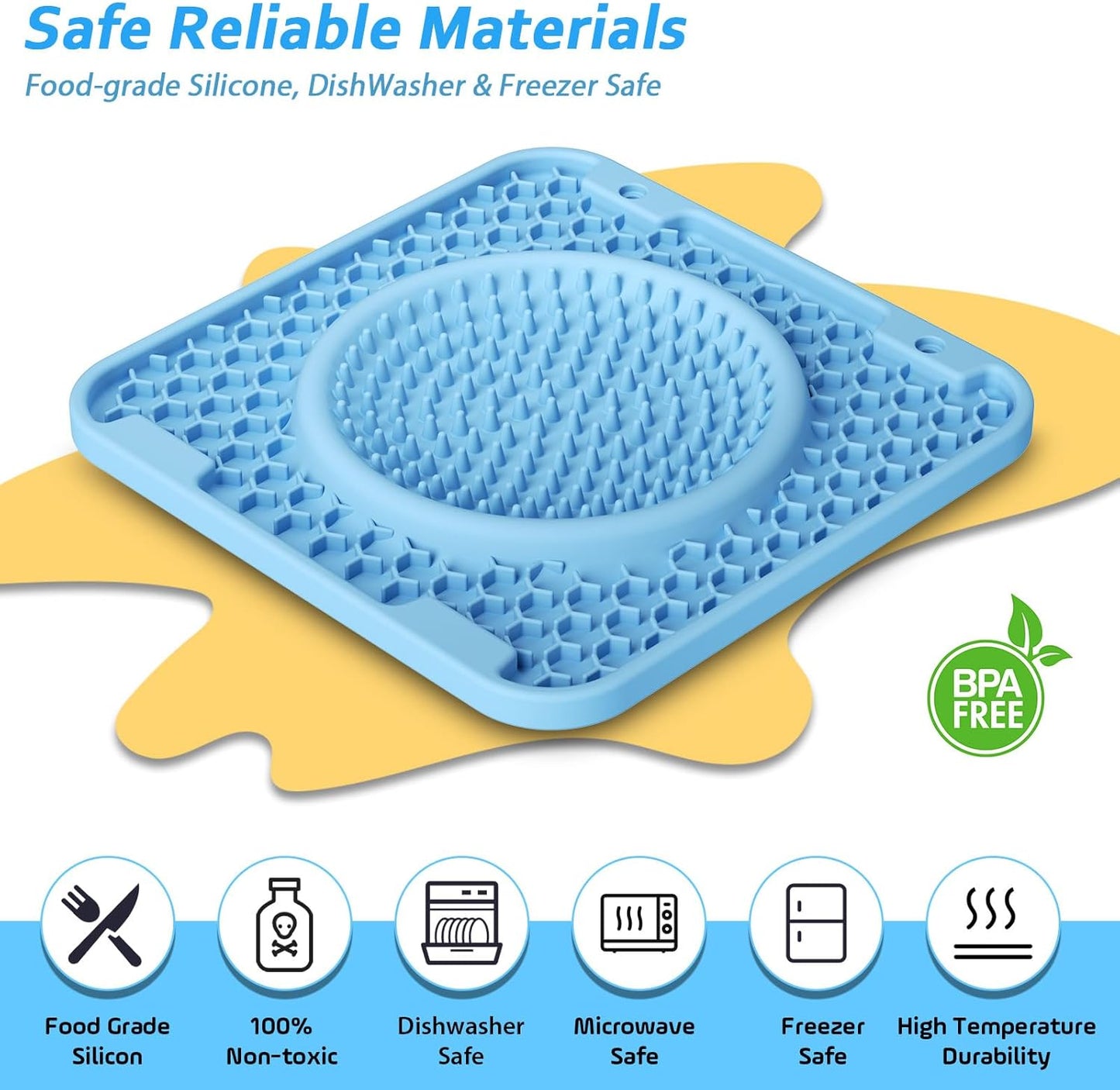 Dog Lick Mats for Large Dogs and Cats,Thicker BPA Free 3 in 1 Lick Mat Crate Training Aid for Puppies,Dog Lick Bowl,Peanut Butter Licking Pads for Dogs Boredom and Anxiety Relief