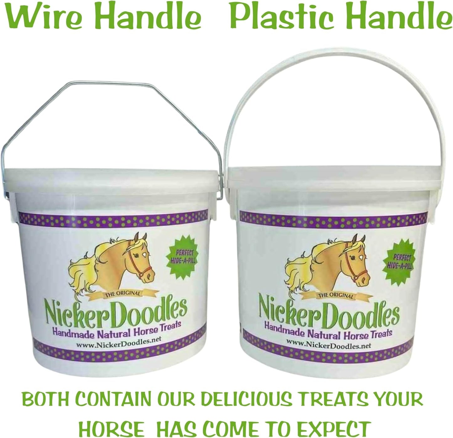 Horse Treats - 5 lb Pail - Effortlessly Give Medications with Our Soft Baked Treats - Training Treats are The Perfect Motivator - No Additives or Preservatives Handles May Vary
