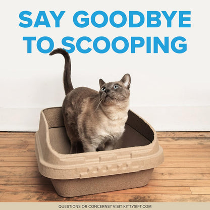 Kitty Sift (Set of 1 Litter Box & 5 Sifting Liners) Disposable Sifting Cat Litter Box Large, 6 Count, Durable Portable for Travel and Home Odor Control