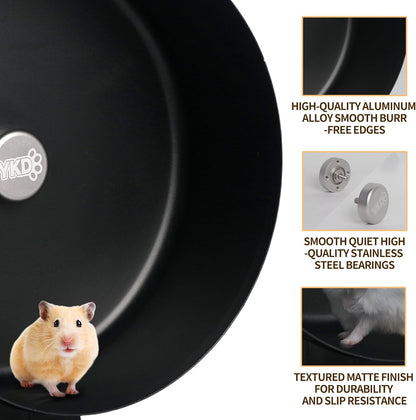 11.8" Silent Hamster Exercise Wheel, Aluminum Alloy Noiseless Running Wheel for Syrian Hamsters, Fancy Rat, Hedgehogs and Small Pets (Base-Black)