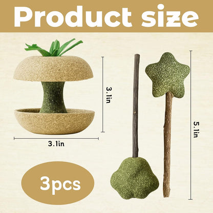 Hamster Stuff, Rabbit Chew Toys, Rat Toys, 2 Chew Sticks and 1 Apple Core, Small Animal Teeth Care, Natural Wood Material