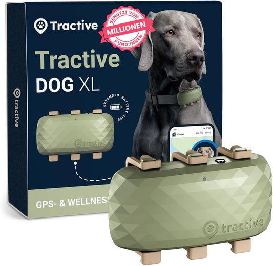 Tractive XL Smart Dog GPS Tracker | Live Pet Tracker with Virtual Fence | Vital Signs Monitoring of Heart & Respiratory Rate | Up to 1-Month Battery Life | Dog Collar Attachment (Green)