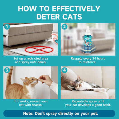 Cat Deterrent Spray, Cat Scratch Deterrent for Furniture, Cat Repellent Spray to Keep Cats Away, Cat Repellent Spray for Furniture Indoor & Outdoor, Prevent Scratching, Digging & Chewing 200ml