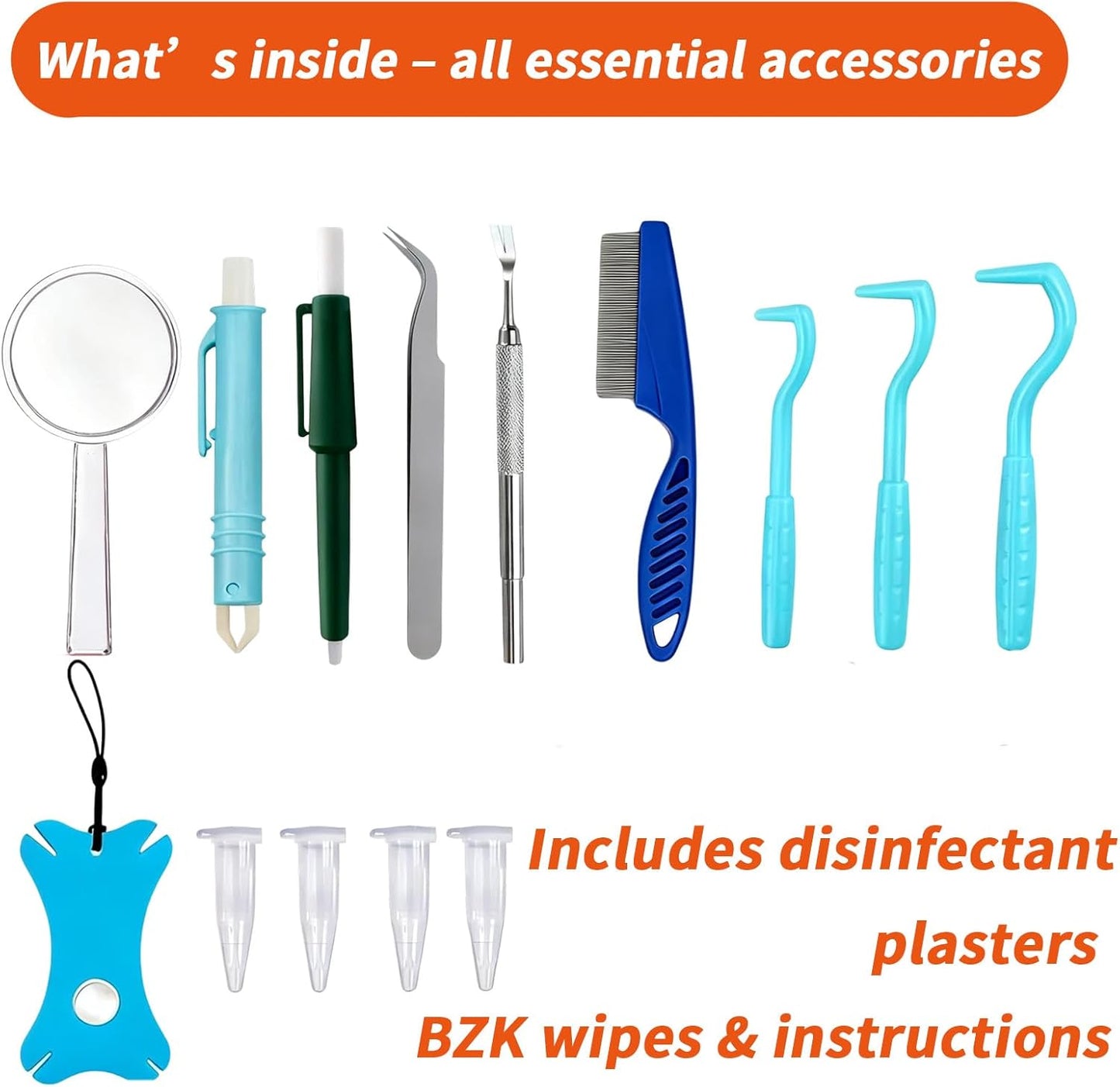 Premium Tick Remover Kit for Dogs and Humans - 54 in 1 Hiking Essentials with First Aid Case, Stainless Steel Tick Remover + Tweezers, Tick Remover Tools for Dogs Cats Pet Tick Comb