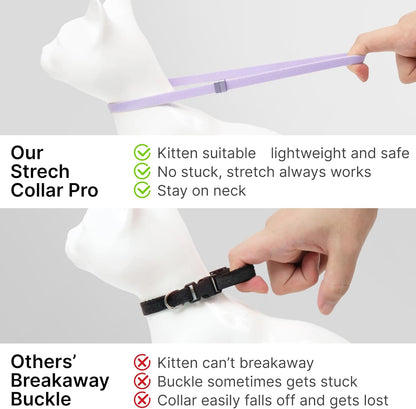 Safety Cat Collar Pro Airtag Holder Set, US IDA Gold Award Cat Collar with Snap, Non Breakaway Elastic Release Cat Airtag Collar Airtag Case for Small Medium Large Cats (Glacier Silver, S)