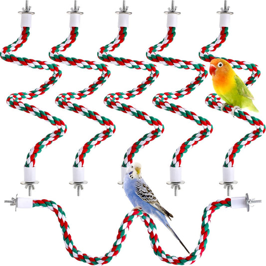 Novabright 6 Pcs Bird Rope Perch Stand Toys U Shape Large Bird Swing Perch Parrot Climbing Standing Cage Accessories for Parakeet, Cockatiel, Budgie, Lovebirds, Parrots