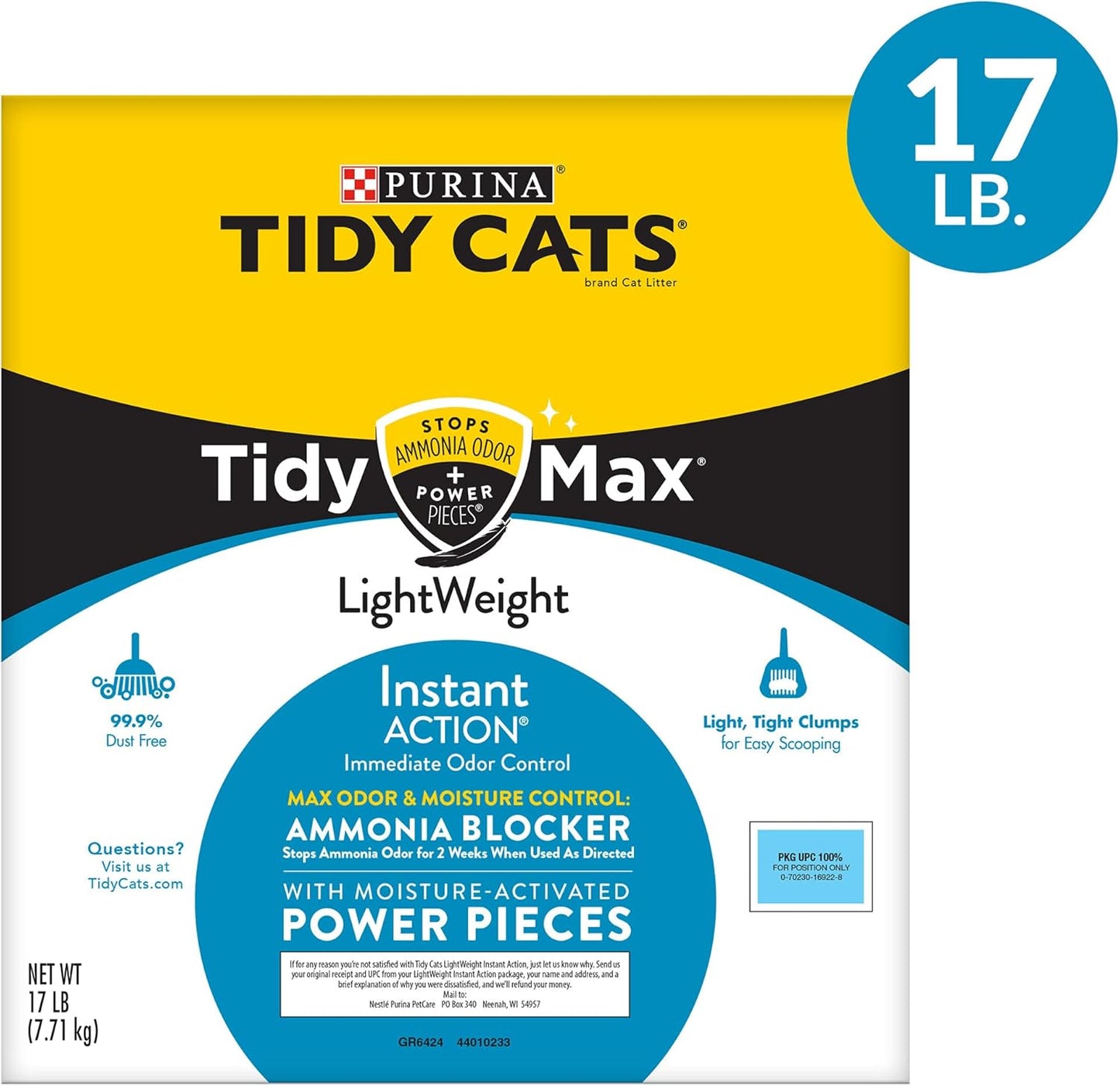 Purina Tidy Cats LightWeight Clumping Cat Litter, Tidy Max Instant Action Formula - 17 lb. Box