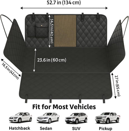 Hard Bottom Dog Car Seat Cover for Back Seat, Back Seat Extender for Dogs, Waterproof Hammock for Car, Heavy Duty Dog Bed for Car Non-Slip Pet Protector