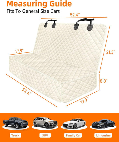 PETICON Waterproof Scratchproof Pet Bench Seat Covers for Cars, Trucks, SUVs, Nonslip Durable Back Seat Cover for Dogs, Washable Backseat Protection, Beige
