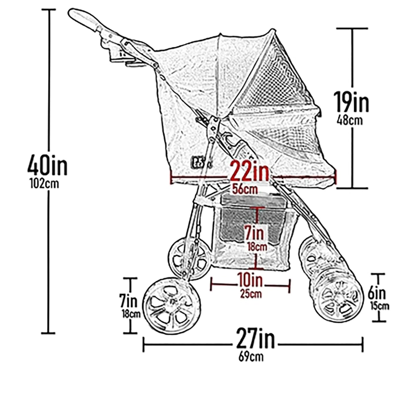 Pet Gear No-Zip Happy Trails Lite Pet Stroller for Cats/Dogs, Zipperless Entry, Easy Fold with Removable Liner, Safety Tether, Storage Basket + Cup Holder, 3 Colors