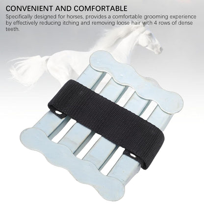 2026 Upgrade Curry Comb for Horses, Stainless Steel Horse Grooming Brush, Efficient Animal Hair Cleaning Care Brush for Removing Mud Loose Hair