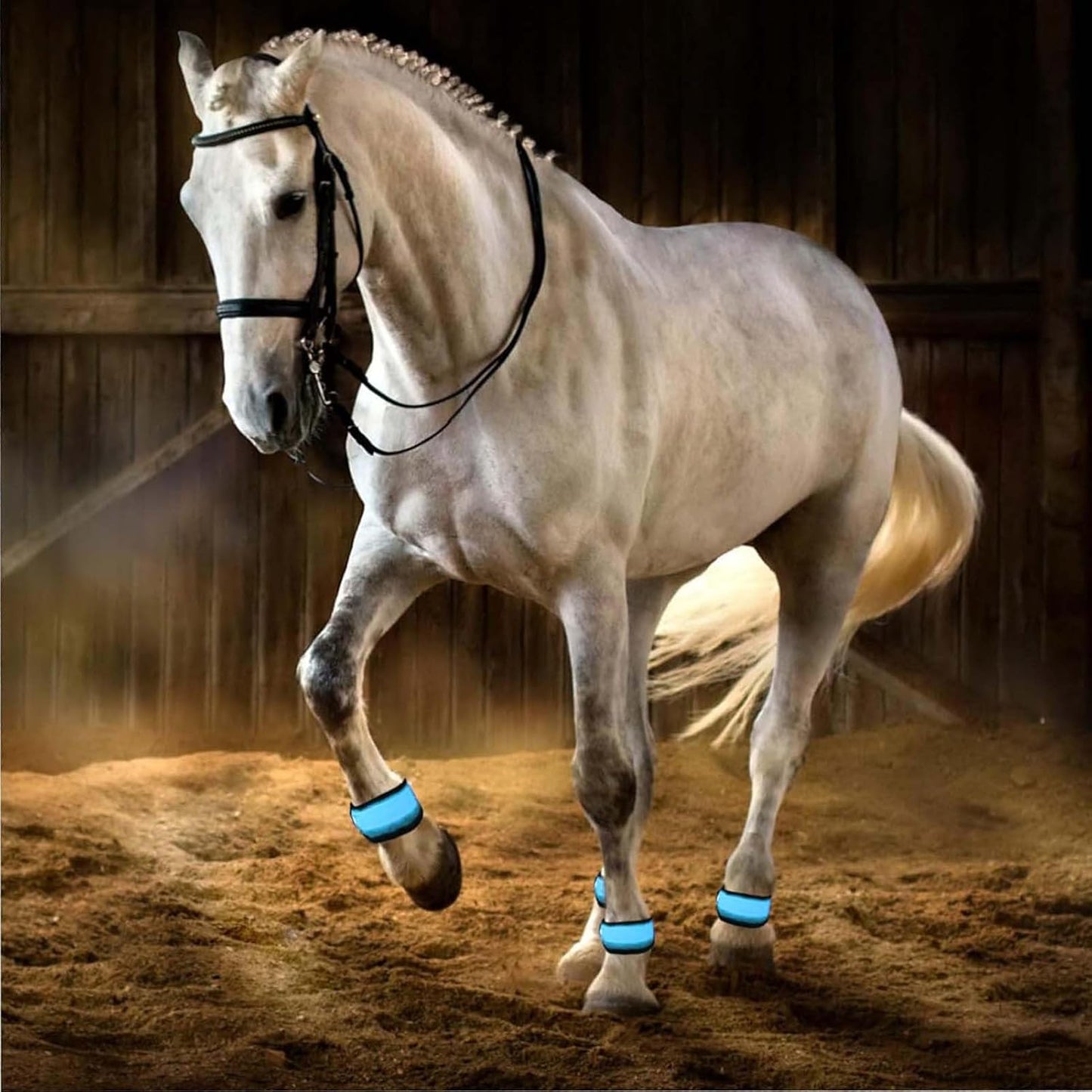 Horse Straps - Reflective Ankle Bands for Riding Safety | 4 Piece LED Horse Leg Wraps with Adjustable Fit, High Visibility & Comfortable Design for Night Riding, Parades, Farm Work, Ranch