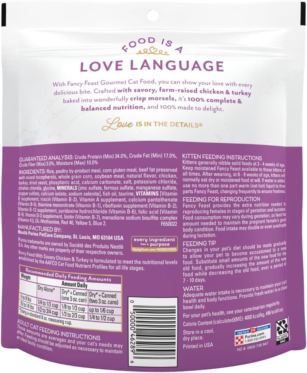 Fancy Feast Purina with Savory Chicken & Turkey Dry Cat Food, 16 OZ