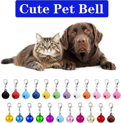 23 PCS Pet Bells for Dog Cat Collar, Colourful Cat Dog Bells with Clasps, Metal Bell for Small Pet Collar with Loud Crisp Sound for Collar Charm Accessories Christmas Decoration