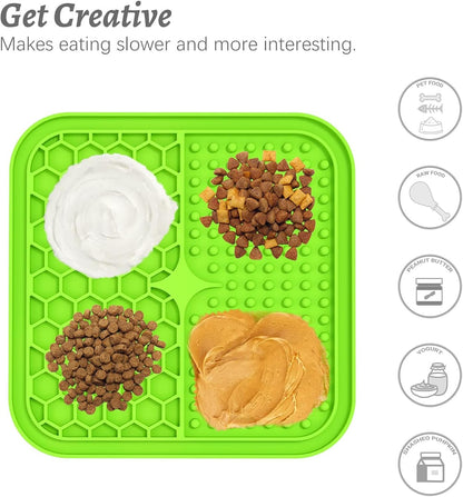 MateeyLife 2PCS Small Lick Mat for Dogs and Cats and MateeyLife Silicone Cat & Dog Food Mat for Floors Waterproof