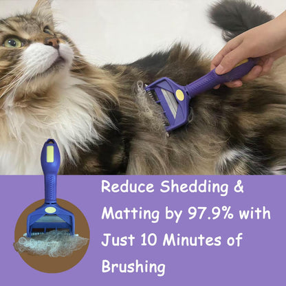 Undercoat Rake for Long-Haired Dogs and Cats, pet grooming brush with 9/17 teeth for Medium to Large Double-Coated Pets, Removes Loose Hair and Combats Shedding
