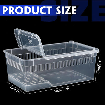 Irenare 8 Pcs Reptile Breeding Box Plastic Spider Terrarium Tarantula Feeding Box for Bearded Dragon Lizard Spider Gecko Scorpion (Vent Strips,Clear,8.6 x 5.1 x 3.1 Inch)
