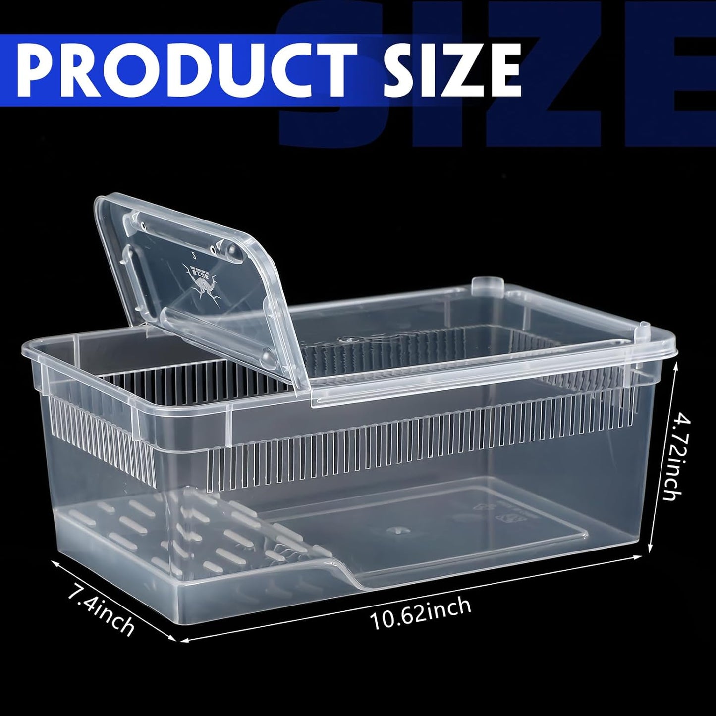 Irenare 8 Pcs Reptile Breeding Box Plastic Spider Terrarium Tarantula Feeding Box for Bearded Dragon Lizard Spider Gecko Scorpion (Vent Strips,Clear,8.6 x 5.1 x 3.1 Inch)