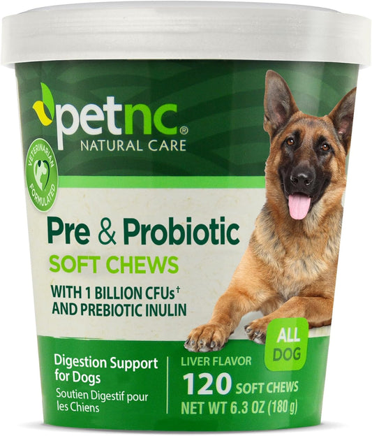 PetNC Natural Care Liver Flavor,Cheese Pre & Probiotic Soft Chews for Dog 120 ct (Pack of 1) (Packaging May Vary)