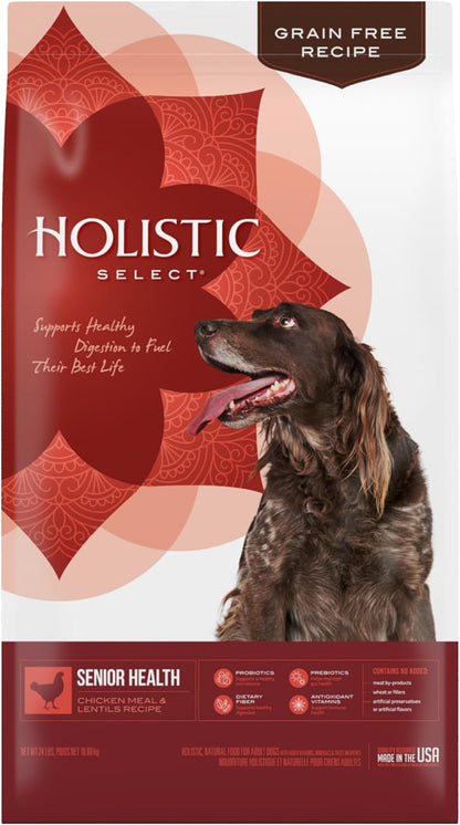 Holistic Select Natural Pet Food Holistic Select Natural Grain Free Dry Dog Food, Senior Chicken Meal & Rice Recipe, 24-Pound Bag