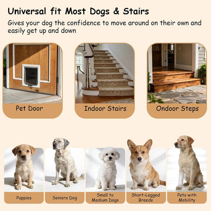 Dog Ramp for Stairs, Non-Slip Dog Stairs, Low-Angled Pet Ramps for Small Dogs and Cats, Medium Dogs, Step and Stair Assist for Injured and Older Pets, 2 Pack