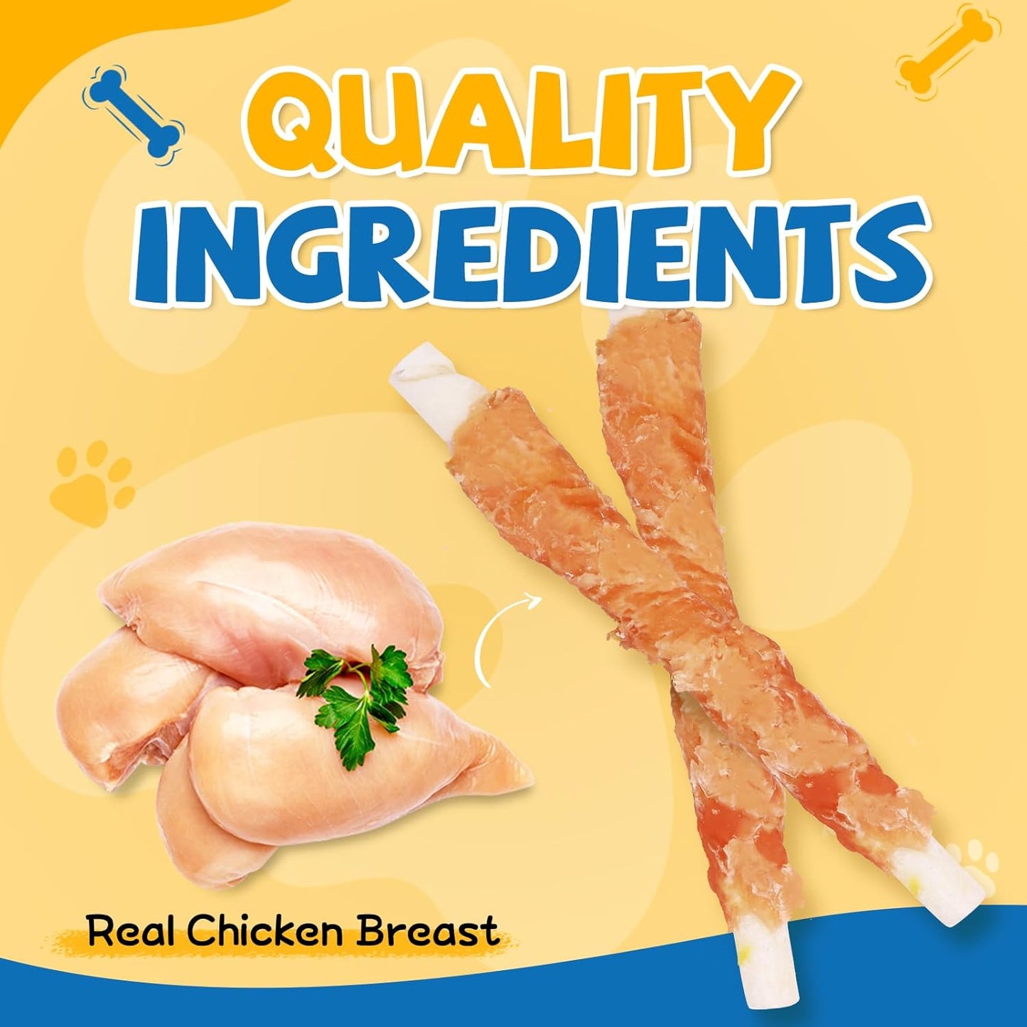 Gazeupon Chicken Wrapped Rawhide Dog Treats,Healthy Training Sticks, Teeth Cleaning Dog Chews w/Glucosamine Chondroitin