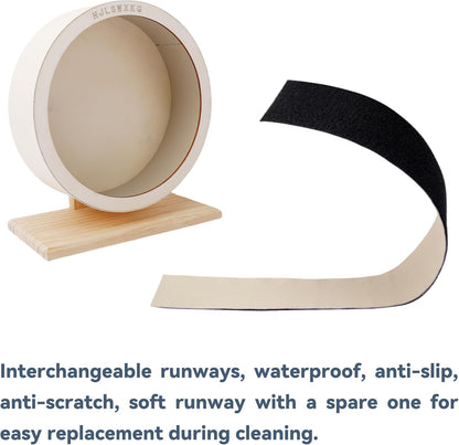6.6in Silent Hamster Wheel with 2 Natural Chew Toys - Wooden Exercise Wheel with Removable Track, Quiet Spinner for Gerbils, Mice, Hamsters,Mouse,Syrian Hamster (6.6in)