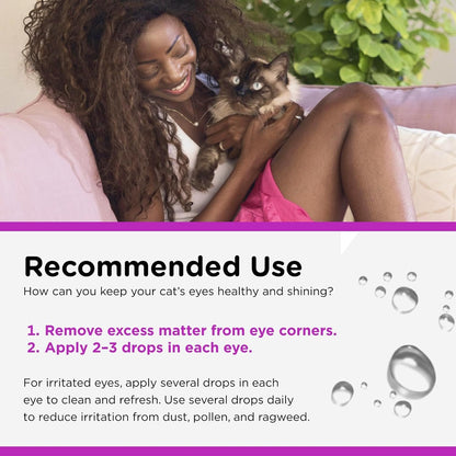 Nutri-Vet Cat Eye Rinse, Sterile Solution Gently Cleanses Eyes and Surrounding Tissue, Removes Debris Pollen and Mucus, Relieves Irritation, Helps Reduce Tear Stains, Sensitive Ophthalmic Flush, 4oz