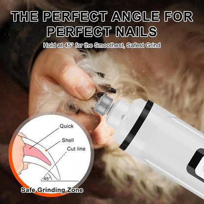 Dog Nail Grinder Quiet Electric with LED Light 2 Speed Professional Pet Nail Grinder for Dogs and Cats Safe Paw Grooming Tool for Small Medium Large Dogs
