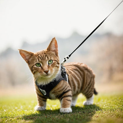 Cat Harness and Leash for Walking, Soft Mesh Cat Harness and Leash Escape Proof, Kitten Harness and Leash Set for Outdoor Travel Black (S)