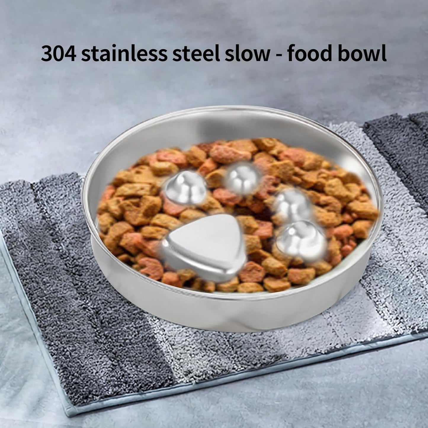 PAKEWAY 304 Stainless Steel Slow Feeder Dog Bowls - Dog Food Bowl, Easy to Clean, Large Capacity, Non-Slip Base Suitable for All Breeds of Dogs.