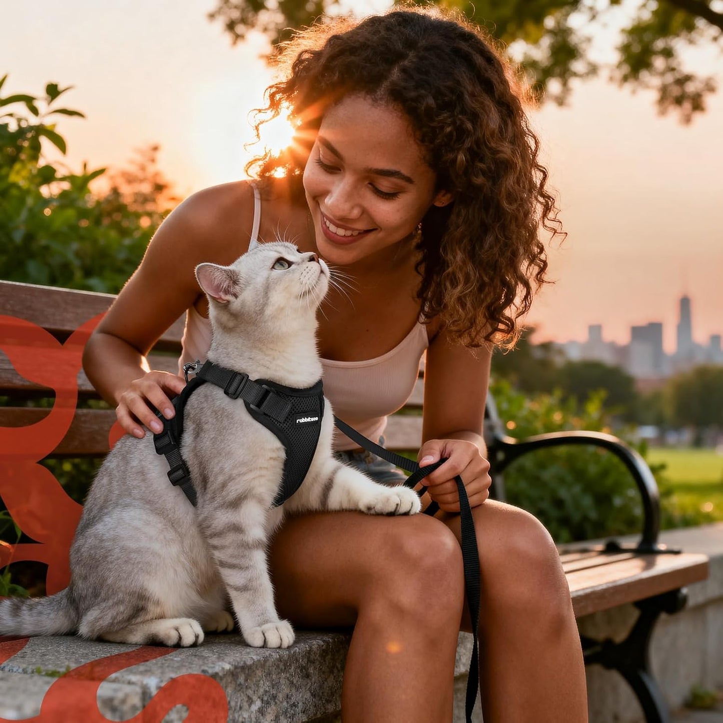 rabbitgoo Cat Harness and Leash for Walking, Escape Proof Soft Adjustable Vest Harnesses for Cats, Easy Control Breathable Reflective Strips Jacket, Black, S