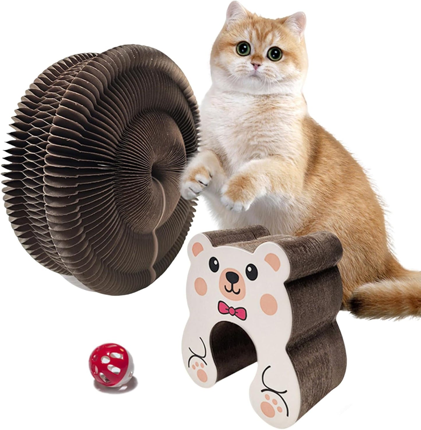Indoor Cat Scratcher Toy - Kitten Exercise Cardboard Scratcher - Accordion Shape Scratching Toy - for Indoor Outdoor Home Farmhouse Apartment Garage Backyard Balcony Living Room Bedroom