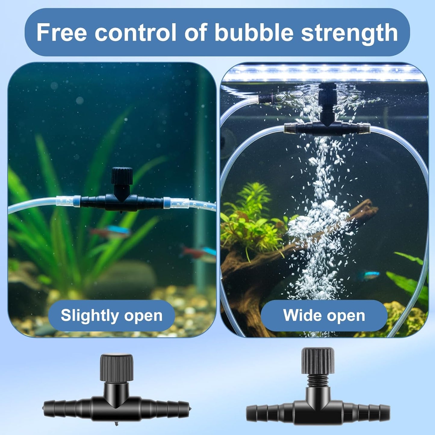 20 Pcs Aquarium Air Valves - T Shaped Plastic Aquarium Air Pump Control Valves - Single Way Control Valve for Fish Tank Accessories, 3/16" ID Tubing