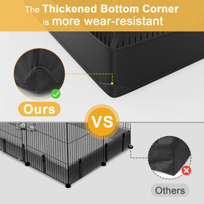 Tresbro Guinea Pig Cage with Top Cover & 12 Panels, Triple Fixing Measures Small Animal Playpen with Waterproof PVC Liner & One-Motion Hooks, 48 x 24 x 16 C&C Grids Cage for Bunny, Hedgehog, Hamster