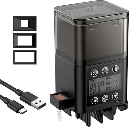 Pawfly Automatic Aquarium Feeder, USB Rechargeable 320 mL Auto Food Dispenser with Timer, Adjustable Vacation Feeder for Pellets, Granules and Powder