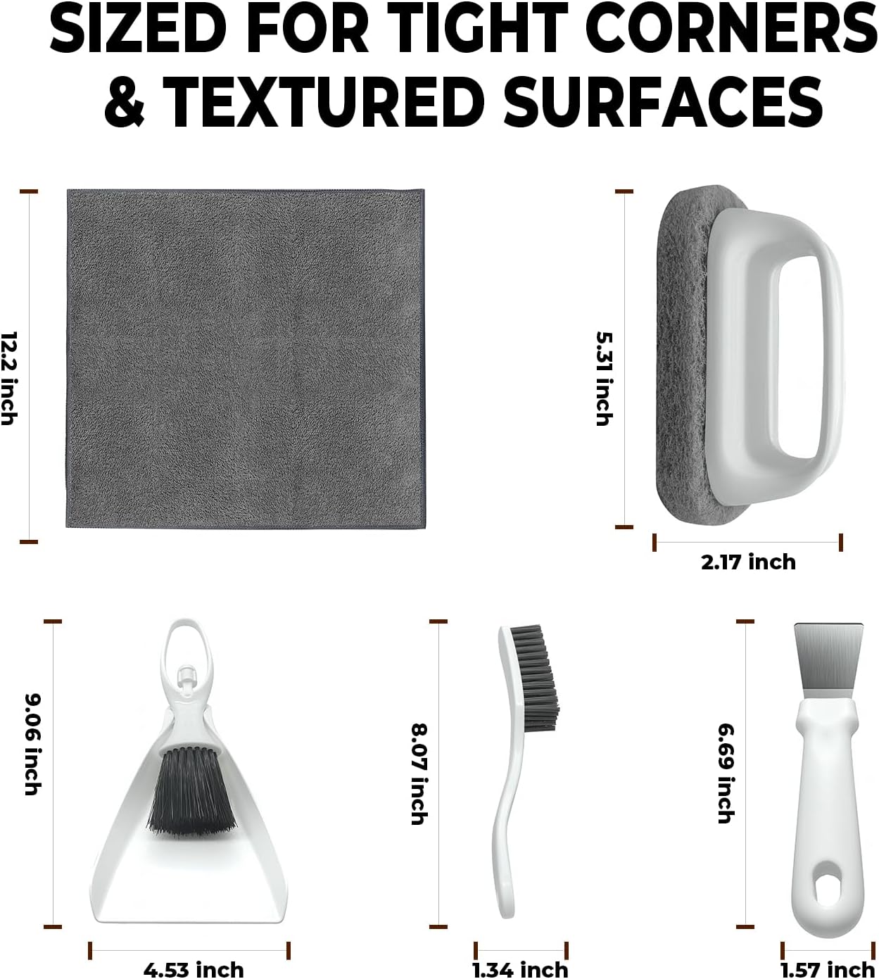 Bearded Dragon Tank Cleaning Kit, Reptile Enclosure Cleaning Tool Set with Mini Dustpan, Brush, Scraper & Cleaning Cloth for Lizard & Gecko Terrarium Maintenance